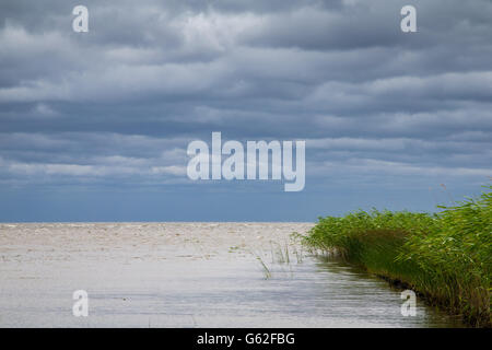 lake Peipus at sunrise, Eastern Estonia Stock Photo