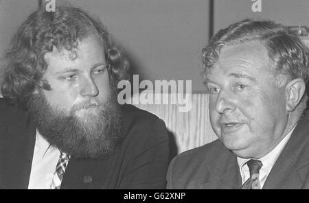 Mr Charles Clarke (left), president of the National Union of Students, and Mr Alf Wilshire, president of the National Union of Teachers, at the two organisations' first joint press conference. Stock Photo