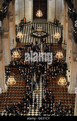 Guests arrive for the funeral service of Baroness Thatcher, at St Paul's Cathedral, central London. Stock Photo