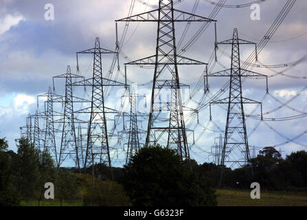 Sizewell electricity pylons Stock Photo