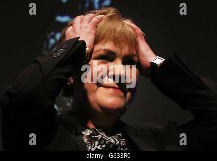 Scottish Labour Party Leader Johann Lamont gives her address to her party conference at the Eden Court theatre, Inverness. Stock Photo