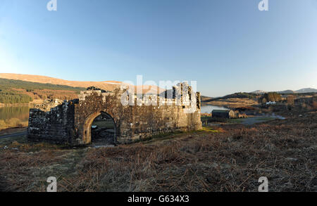 Loch Doon general views. Doon Castle at Loch Doon, Carrick, Scotland. Stock Photo