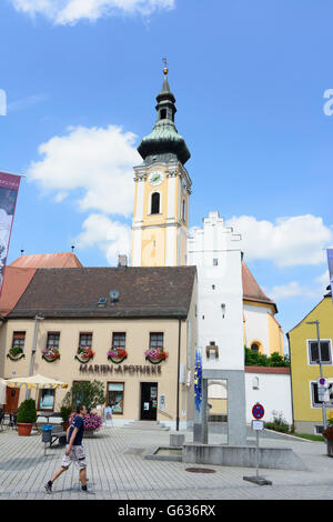 mainstreet, church Unsere Liebe Frau, Nittenau, Germany, Bayern, Bavaria, Oberpfalz, Upper Palatinate Stock Photo