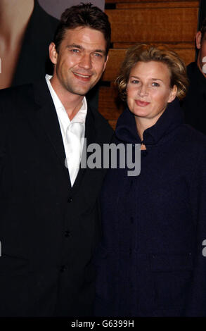 Actor Dougray Scott and his wife Sarah Travis arriving at the launch party for the book 'Hats Off' a collection of celebrity portraits by photographer Jason Bell at the Westbourne Studios in London. Stock Photo