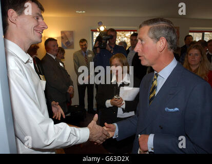 Prince Charles visits homeless Stock Photo