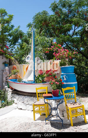 Decorative corner at Taverna Fish House, Kos Town, Kos (Cos), The Dodecanese, South Aegean Region, Greece Stock Photo