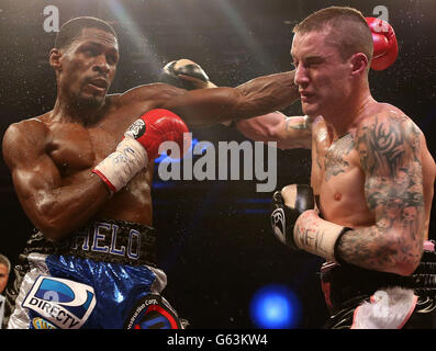 Ricky Burns (right) in action against Jose Gonzalez during the WBO Lightweight bout at the Emirates Arena, Glasgow. Stock Photo