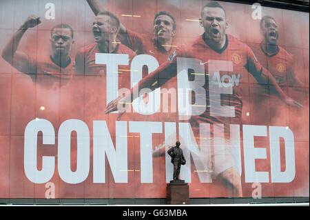 The 'To Be Continued' advertisment adorning the exterior of Old Trafford stadium Stock Photo