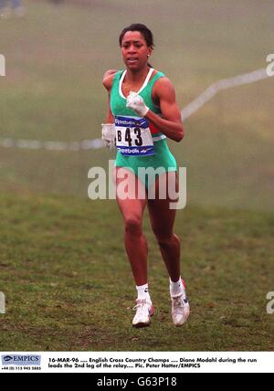 16-MAR-96. English Cross Country Champs. Diane Modahl during the 2nd leg of the relay Stock Photo