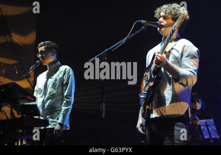 Alt-J performing live at the Brixton Academy in London. Stock Photo