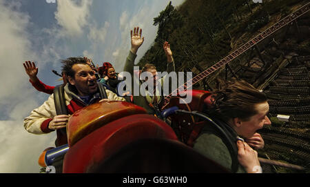 Previously unseen photograph. A unique camera system designed by photographer Lewis Whyld to shoot 360 degree photographs shows never before seen views from the UK's best roller coasters. Stock Photo