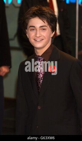 Actor Daniel Radcliffe, who plays Harry Potter, arrives for the celebrity film premiere of Harry Potter and the Chamber of Secrets at the Odeon Leicester Square in London's West End. Stock Photo