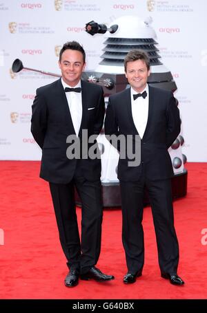 Anthony McPartlin (left) and Declan Donnelly arriving for the 2013 Arqiva British Academy Television Awards at the Royal Festival Hall, London. Stock Photo