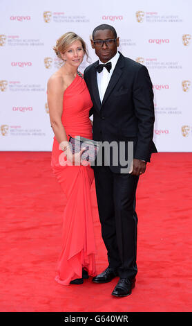 David Harewood and wife Kirsty Hands arriving for the 2013 Arqiva British Academy Television Awards at the Royal Festival Hall, London. Stock Photo