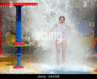 Singer and TV personality, Natasha Hamilton gets a soaking when she officially opened the £2.5 million DUPLO Valley Splash & Play attraction at the LEGOLAND Windsor Resort. Stock Photo