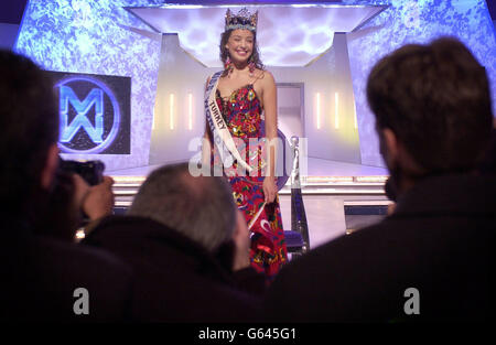 The newly crowned Miss World, Miss Turkey, Azra Akin, at Alexandra Palace in London. Stock Photo