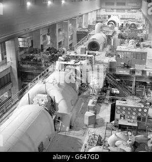 The fire-damaged turbine room at Battersea Power Station, where a blaze broke out last night. Stock Photo