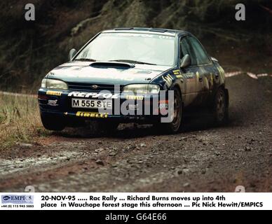20-NOV-95, Rac Rally, Richard Burns moves up into 4th place in Wauchope forest stage this afternoon Stock Photo