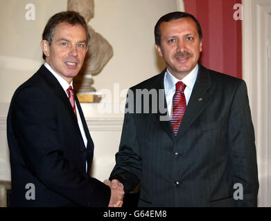Tony Blair Meets Recep Tayyip Stock Photo