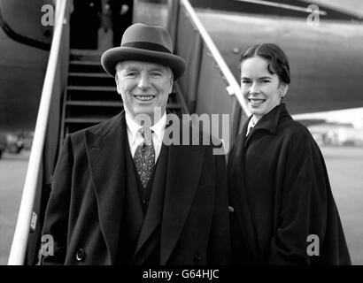 Charlie Chaplin with his wife Oona Chaplin daughter Geraldine Chaplin ...