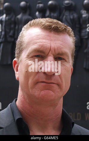 Kevin Carroll, from Luton who co-founded the EDL in 2009, outside Downing Street during a demonstration outside Downing Street. Stock Photo