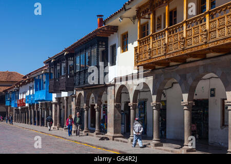 The West side of Plaza de Armas in Cusco, Peru Stock Photo