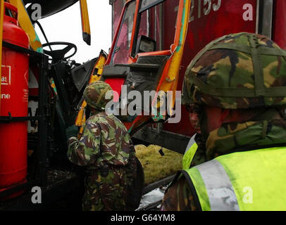 Army attend road accident Stock Photo