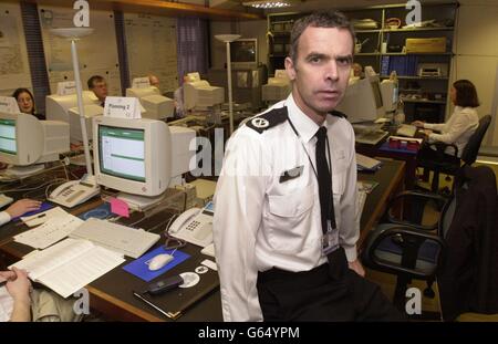 Devon and Cornwall Assistant Chief Constable Richard Stowe in the control room at Scotland Yard, London, from where all 999 calls and fire action is being monitored during the current firefighters dispute. Stock Photo