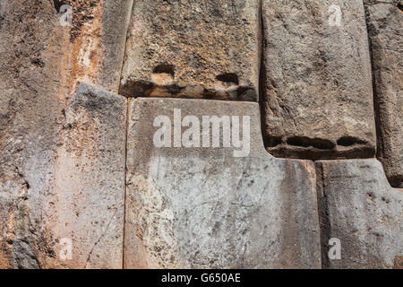 Abstract image of the massive stone walls of Sacsayhuaman Incan fortress in Cusco, Peru Stock Photo