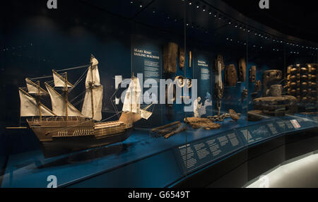 A general view of the new Mary Rose Museum which will open at the end of May at Portsmouth Historic Dockyard in Hampshire. Stock Photo