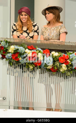 Horse Racing - Investec Derby Day - Epsom Downs Racecourse. Princess Beatrice (left) and Princess Eugenie during the Investec Derby Day at Epsom Downs Racecourse, Surrey.