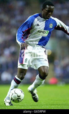 Dwight Yorke of Blackburn Rovers during a Pre-Season friendly against Lazio at Ewood Park. Stock Photo