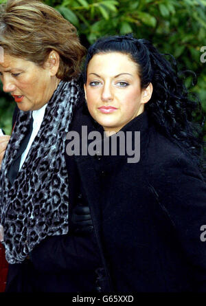Former Miss World contestant, Sophie Cahill (right), arrives at Newport (Gwent) Crown Court to deny a bottle attack on another woman in a nightclub. Ms Cahill, 19, who won the Miss Wales contest in 2000, is accused of wounding with intent to inflict grievous bodily harm. * .... and an alternative charge of wounding in November 2002 in the Jimmy Dean night spot in Chepstow, South Wales. Stock Photo