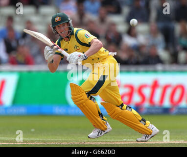 Cricket - ICC Champions Trophy - Group A - Australia v New Zealand - Edgbaston. Australia's George Bailey scores during his innings of 55 during the ICC Champions Trophy match at Edgbaston, Birmingham. Stock Photo