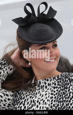 The Duchess of Cambridge at Ocean Terminal in Southampton during the ceremony where she named Princess Cruises' newest ship, Royal Princess, in her capacity as the ship's Godmother. Stock Photo