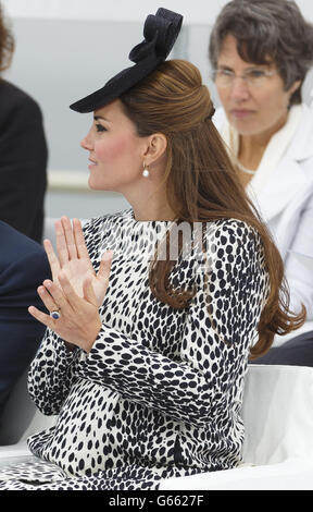 The Duchess of Cambridge at Ocean Terminal in Southampton during the ceremony where she named Princess Cruises' newest ship, Royal Princess, in her capacity as the ship's Godmother. Stock Photo