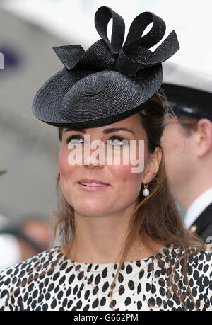 The Duchess of Cambridge at Ocean Terminal in Southampton during the ceremony where she named Princess Cruises' newest ship, Royal Princess, in her capacity as the ship's Godmother. Stock Photo