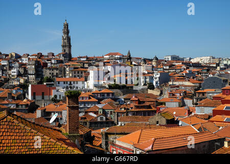 Historic centre with church Igreja dos Clérigos, Porto, Portugal Stock Photo