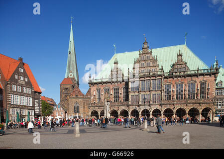 Old Town Hall and Market Place, Bremen, Germany Stock Photo