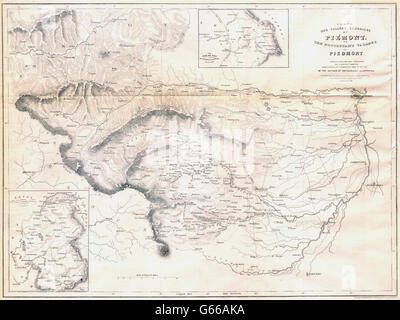 PIEDMONT/PIEMONTE/SAVOIE. Waldenses. Protestant Valleys. Vaudoises.Alps 1838 map Stock Photo