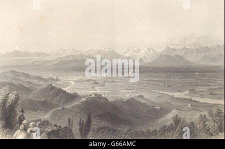 PIEMONTE. Turin, and the plain of Piedmont. Torino. BARTLETT, old print 1838 Stock Photo