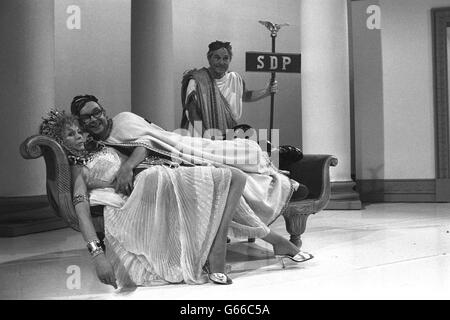 Eric Morecambe and Ernie Wise are joined by actress Susannah York in a Julius Ceasar sketch for the Morecambe and Wise Christmas Show. Stock Photo