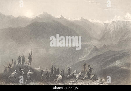 PIEDMONT/PIEMONTE. Val Pragelato, opposite the Col-du-Pis. BARTLETT, 1838 Stock Photo
