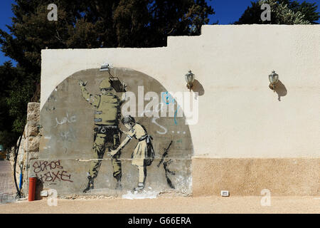 The barrier or wall dividing Bethlehem in the West Bank from Jerusalem Stock Photo