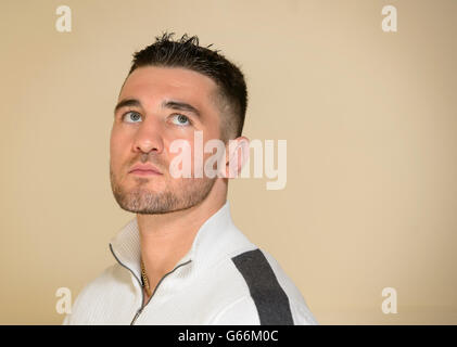 Boxing - Nathan Cleverly Press Conference - Landmark Hotel. Boxer Nathan Cleverly during a press conference at The Landmark Hotel, London. Stock Photo