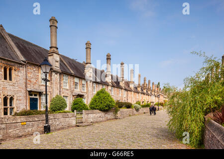 The oldest residential street, with original buildings surviving, in Europe, Vicar's Close, Wells. Somerset, England, UK Stock Photo