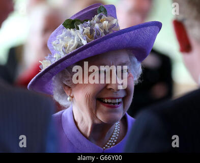 Queen Elizabeth II during a tour of Abbotsford House, the home of Sir Walter Scott, the worlds first best-selling novelist who penned works including Waverley, Ivanhoe and Rob Roy. The Queen met with Sir Walter Scott's descendants from the UK and overseas before officially opening the new visitor centre. Stock Photo