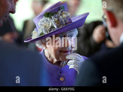 Queen Elizabeth II during a tour of Abbotsford House, the home of Sir Walter Scott, the world's first best-selling novelist who penned works including Waverley, Ivanhoe and Rob Roy. The Queen met with Sir Walter Scott's descendants from the UK and overseas before officially opening the new visitor centre. Stock Photo