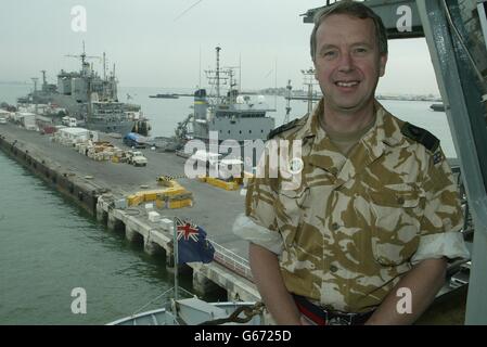 Rear Admiral David Snelson - The Navy Task force commander - on board RFA Diligence in the Persian Gulf. Rear Admiral Snelson is the head of the UK Task force headed up by the Arc Royal and is Joint deputy Commander of the coalition forces. Stock Photo