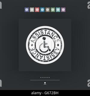 Handicap assistance stamp icon Stock Vector
